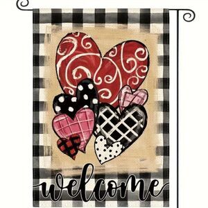 Happy Valentine Welcome Garden Flag Double Sided With Heart Farmhouse New Decor